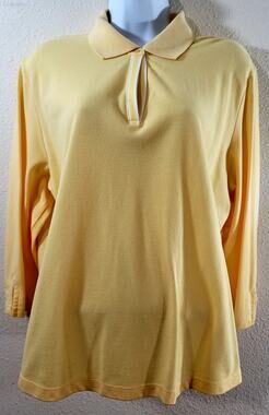 Draper's & Damon's Yellow Long Sleeve Polo Top XL Lightweight Soft Stretch